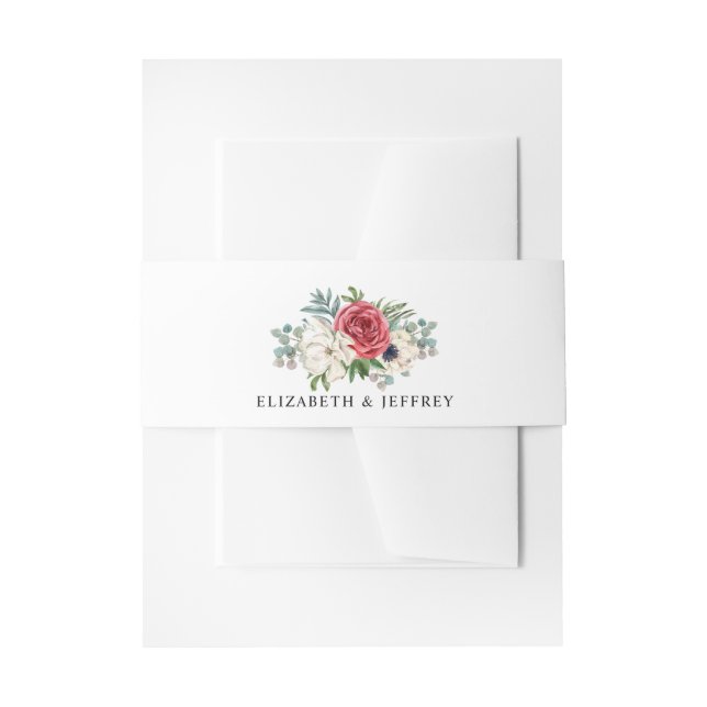 Bandeau De Faire-part Rustique Elegant Rouge Floral Mariage blanc (Devant example)