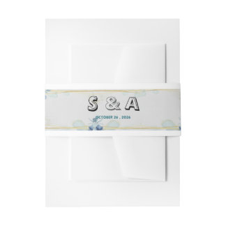 Bandeau De Faire-part S & A Alliance Minimaliste Fleurie Bleue pour Vent