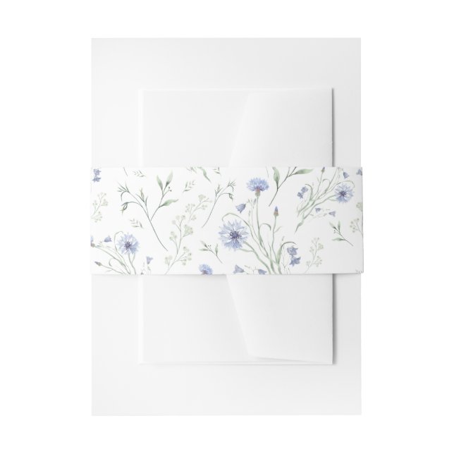 Bandeau De Faire-part Sage Blue Watercolor Wildflower (Devant example)