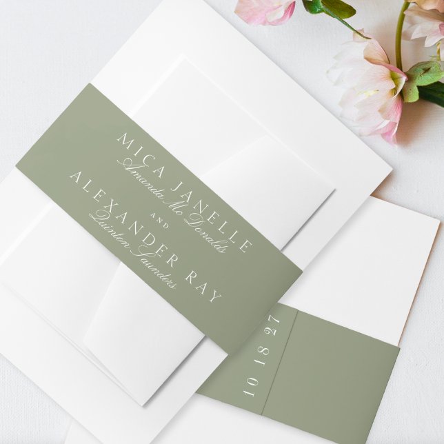 Bandeau De Faire-part Sage Green Classic Calligraphie Mariage officiel (Créateur téléchargé)