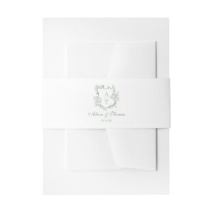Bandeau De Faire-part Sage Green Classic Monogram Crest Mariage