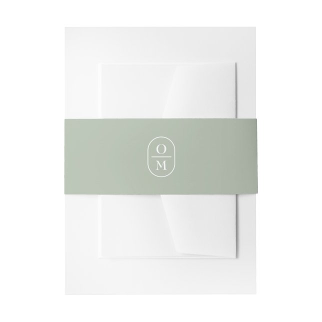 Bandeau De Faire-part Sage Green | Couple Monogram Wedding Invitation  (Devant example)