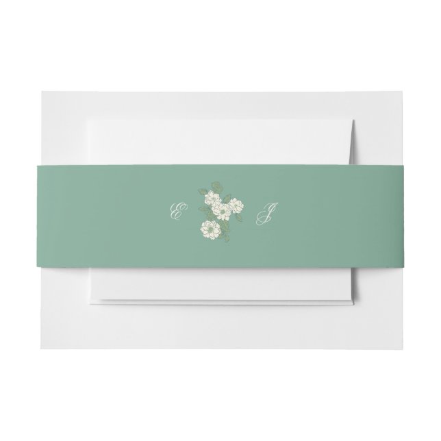 Bandeau De Faire-part Sage Green Custom Initial Wedding Belly Band (Devant Example)