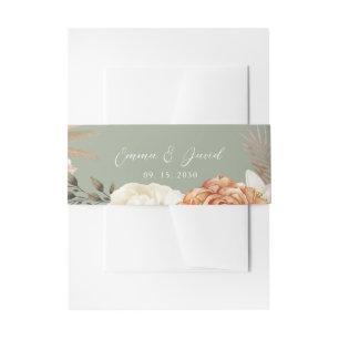 Bandeau De Faire-part Sage Green et Peach Floral Mariage