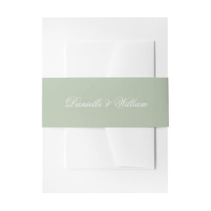 Bandeau De Faire-part Sage Green Mariage Simple White Calligraphie