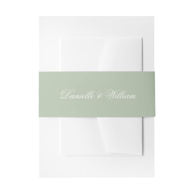 Bandeau De Faire-part Sage Green Mariage Simple White Calligraphie (Devant example)