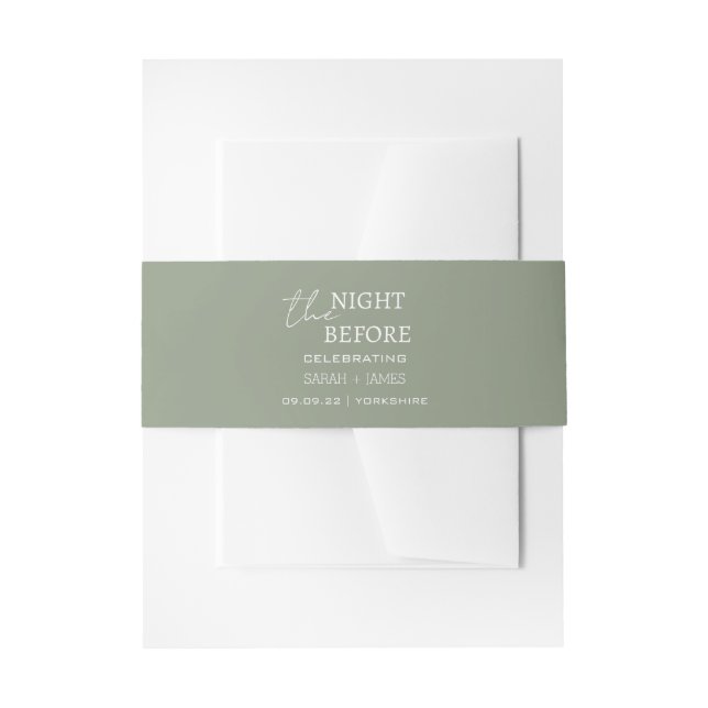Bandeau De Faire-part Sage Green Minimal la nuit avant le Mariage (Devant example)