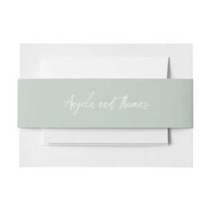 Bandeau De Faire-part Sage Green, Minimaliste Mariage Belly Band