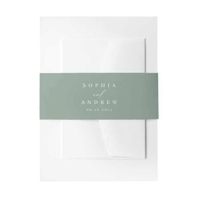 Bandeau De Faire-part Sage Green script moderne minimaliste mariage (Devant example)