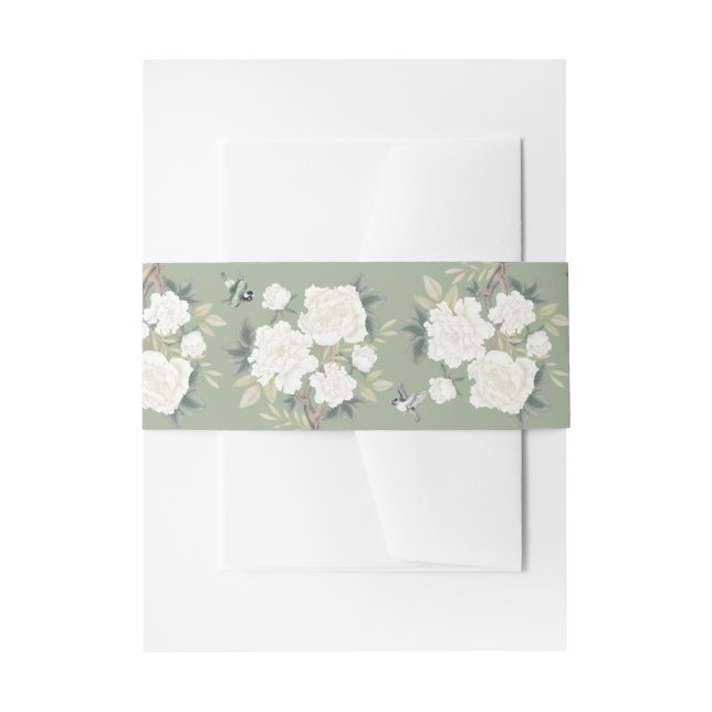 Bandeau De Faire-part Sage Green White Chinoiserie Floral Mariage (Devant example)