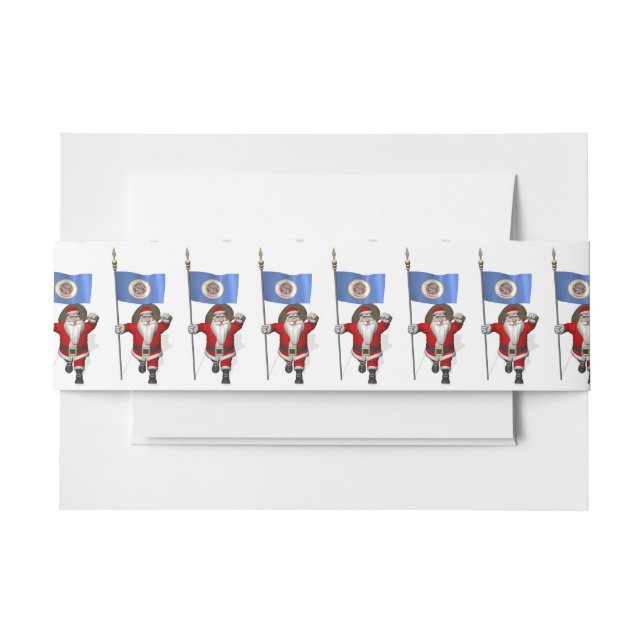 Bandeau De Faire-part Santa Claus with Ensign of Minnesota (Devant Example)