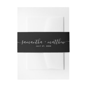 Bandeau De Faire-part Script de calligraphie simple Mariage noir