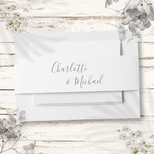 Bandeau De Faire-part Script De Signature Gris Et Blanc Simple