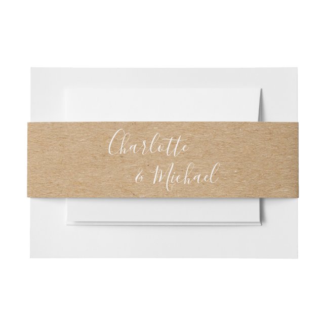 Bandeau De Faire-part Script de signature rustique Kraft (Devant Example)