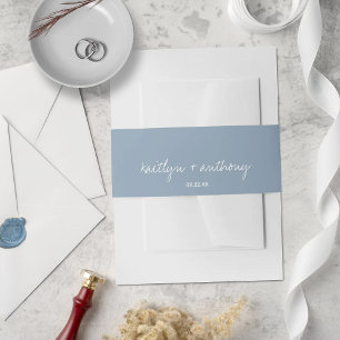 Bandeau De Faire-part Script moderne Dusty bleu minimaliste Mariage