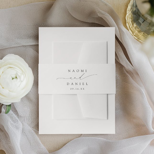 Bandeau De Faire-part Script moderne minimaliste chic élégant Mariage él (Minimalist Modern Chic Script Elegant Wedding Invitation Belly Band)