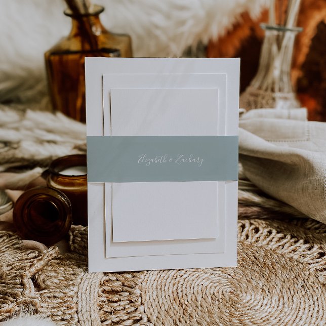 Bandeau De Faire-part Script moderne Verre de mer Bleu Vert Mariage (Créateur téléchargé)