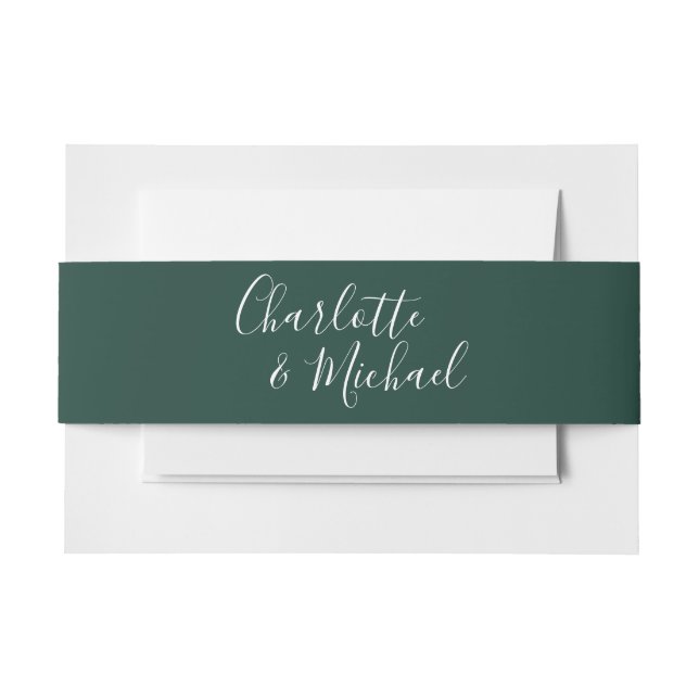 Bandeau De Faire-part Script simple Emerald Green Signature (Devant Example)
