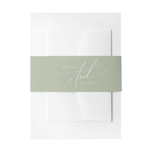 Bandeau De Faire-part Script Whimsical | Sage Green (Devant example)