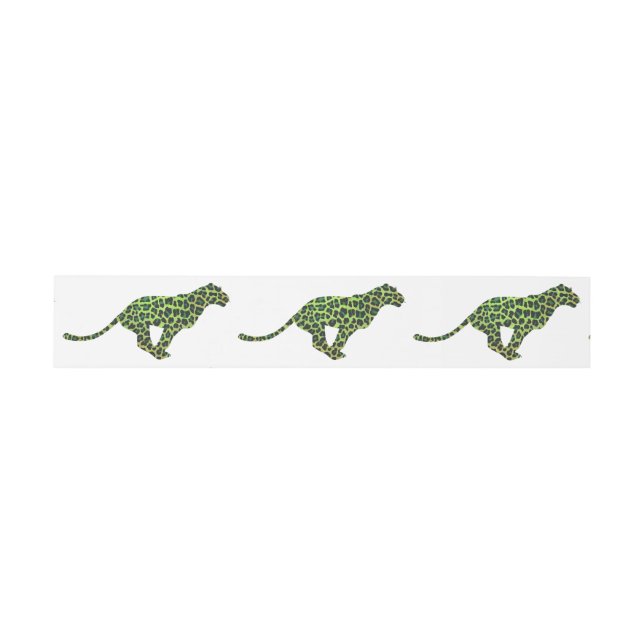 Bandeau De Faire-part Silhouette Leopard noir et vert (Plat)