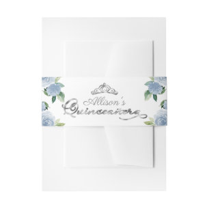Bandeau De Faire-part Silver Tiara Bleu clair Quinceanera Florale