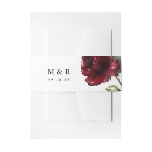 Bandeau De Faire-part Simple aquarelle Deep Red Flower Monogramme