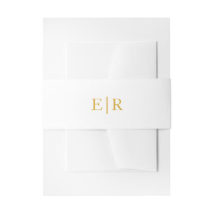 Bandeau De Faire-part Simple Classique Monogramme Or Élégant Mariage