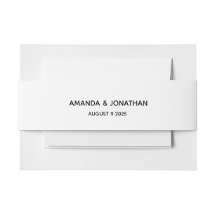Bandeau De Faire-part Simple Elegant Black and White Mariage Belly Band