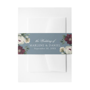Bandeau De Faire-part Simple élégant Floral Dusty Blue Mariage officiel