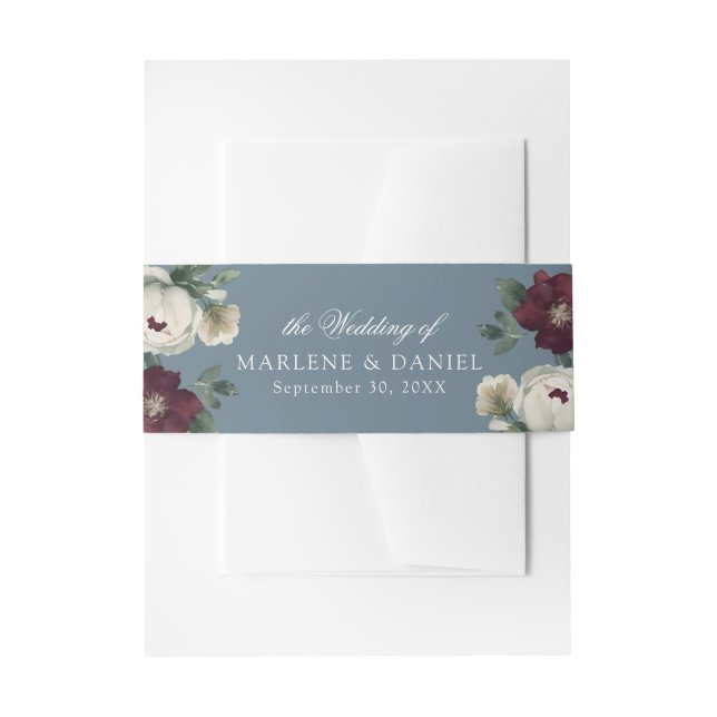 Bandeau De Faire-part Simple élégant Floral Dusty Blue Mariage officiel (Devant example)