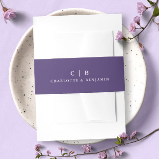 Bandeau De Faire-part Simple Mariage Monogramme Fleur de Glycine Violett