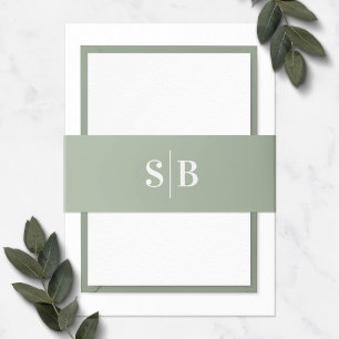Bandeau De Faire-part Simple Mariage vert feuille clair Monogramme