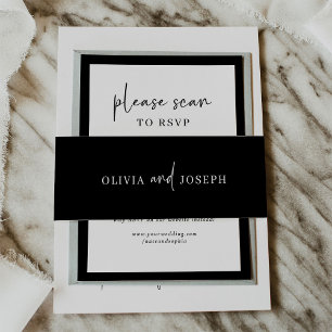 Bandeau De Faire-part Simple, moderne et minimaliste, noir   MARIAGE