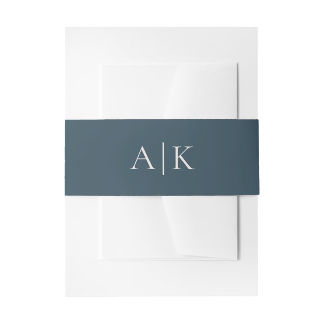 Bandeau De Faire-part Simple moderne Marine Blue Monogram Mix Match Mari (Devant example)