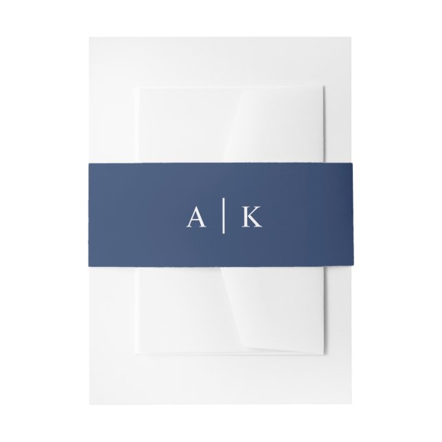 Bandeau De Faire-part Simple monogramme bleu marine invitation bande ven (Devant example)