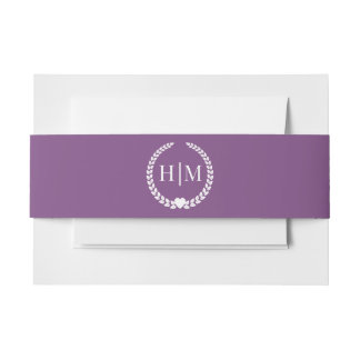 Bandeau De Faire-part Simple Monogramme Minimaliste Violet Poussiéreux