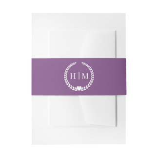 Bandeau De Faire-part Simple Monogramme Minimaliste Violet Prune Poussié