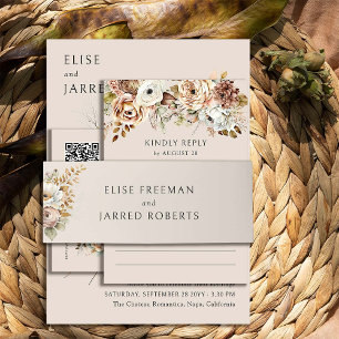 Bandeau De Faire-part Simple Neutre Rustique Brown Floral Mariage