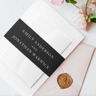 Bandeau De Faire-part Simple Noir Blanc Moderne Calligraphie Mariage