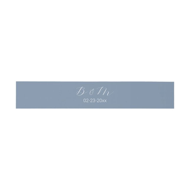 Bandeau De Faire-part Simple romantique Script Dusty Mariage bleu (Plat)