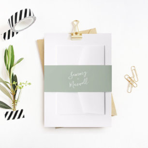 Bandeau De Faire-part Simple Sage Green Invitation Belly Band