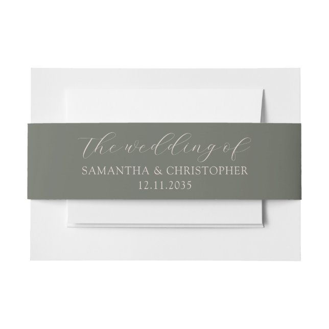 Bandeau De Faire-part Simple Sage Green Mariage du ventre d'invitation (Devant Example)