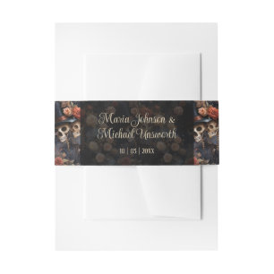 Bandeau De Faire-part Skeletons rose vif Vintage Invitation Belly Band