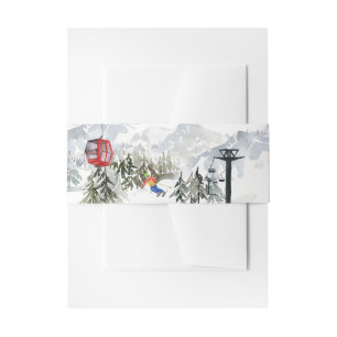 Bandeau De Faire-part Ski Bachelorette Aquarelle Gondola et Cabine