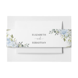 Bandeau De Faire-part Soft Blue Botanical Wedding Invitation