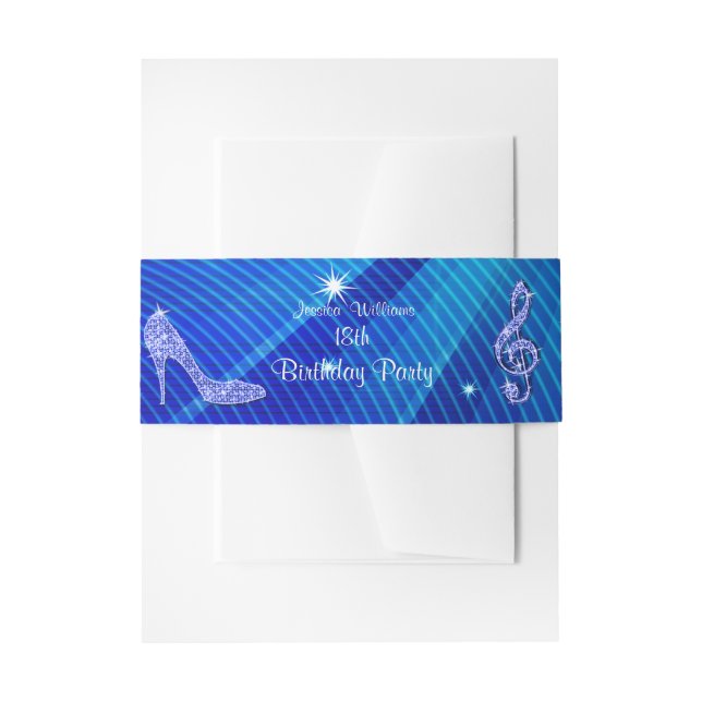 Bandeau De Faire-part Sparkle Heels Blue Disco Ball Anniversaire (Devant example)