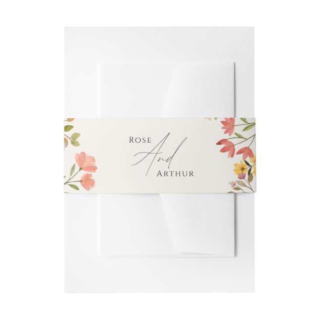 Bandeau De Faire-part Sticker Mariage de script fleur sauvage (Devant example)