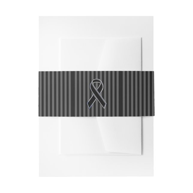 Bandeau De Faire-part Style Chrome Noir de la sensibilisation au ruban (Devant example)