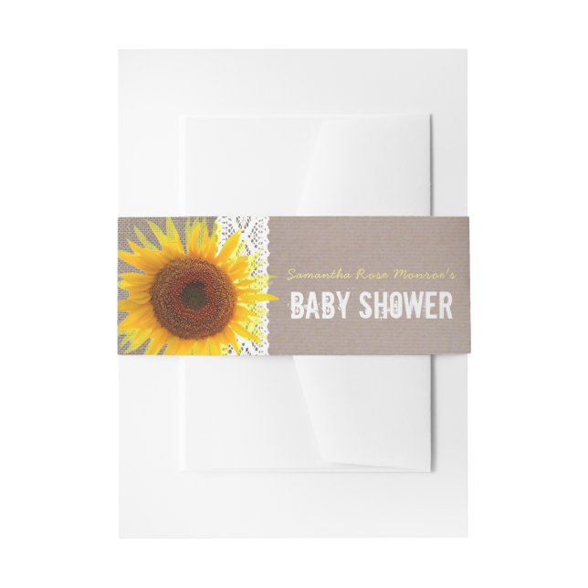 Bandeau De Faire-part Sunflower Burlap & Crochet Lace Baby shower (Devant example)