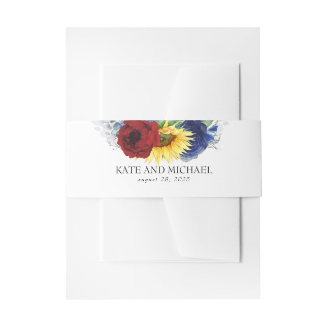 Bandeau De Faire-part Sunflower jaune Bourgogne Marine Mariage de automn (Devant example)